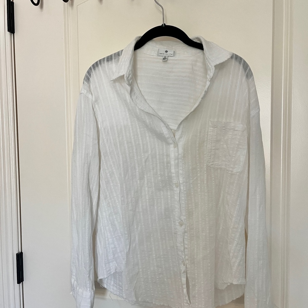 Socialite 100% cotton  White Button Down Shirt